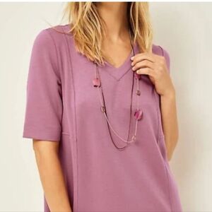 PureJill Double-Knit Seamed Dusty Rose Tunic top Size XL Comfy Soft